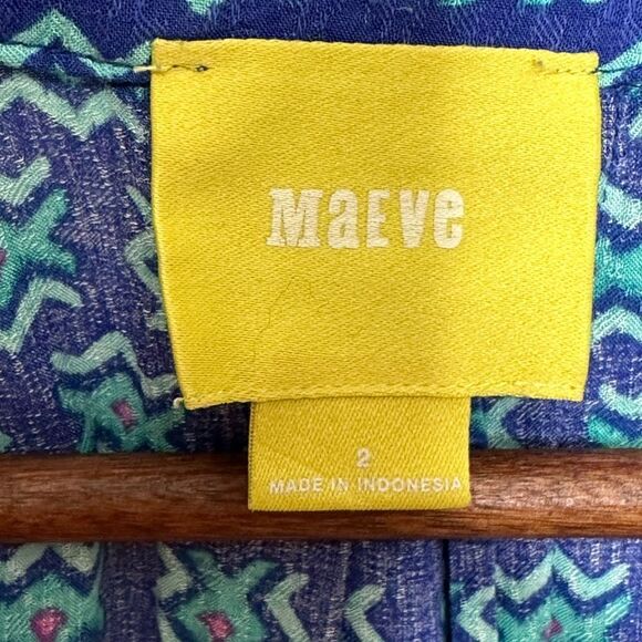 Anthropologie Maeve Button Down Sleeveless Top Blue Print Size 2 - Picture 5 of 8